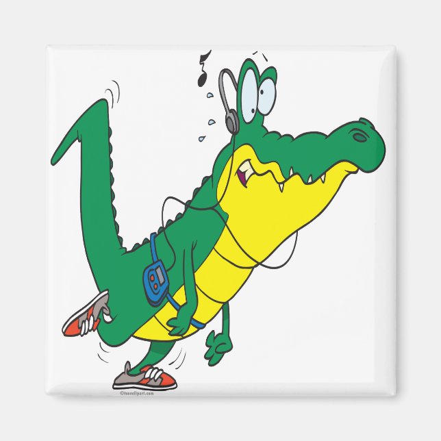 tecknad för lustig fitnessgator-alligator magnet (Framsidan)