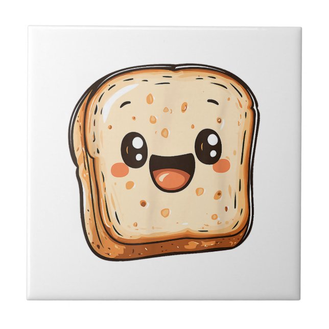 Tecknad för Lycklig Bread Slice-mildrande popup Kakelplatta (Framsidan)
