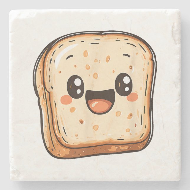 Tecknad för Lycklig Bread Slice-mildrande popup Stenunderlägg (Framsidan)