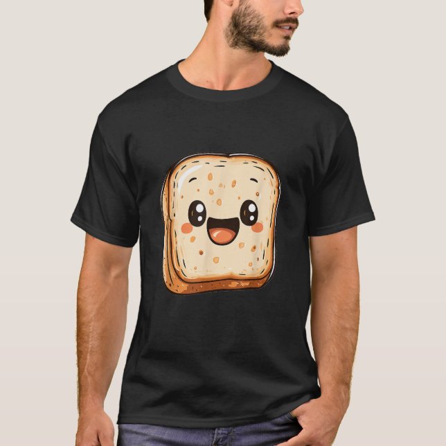 Tecknad för Lycklig Bread Slice-mildrande popup T Shirt (Framsida)
