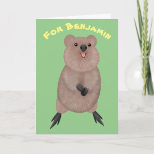 tecknad för Lycklig som leker söt quokka Kort