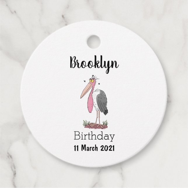 Tecknad för marabou stork gåvor etiketter (Framsida)