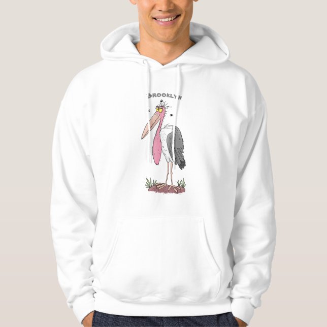Tecknad för marabou stork hoodie (Framsida)