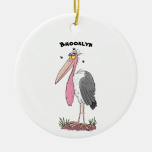 Tecknad för marabou stork julgransprydnad keramik