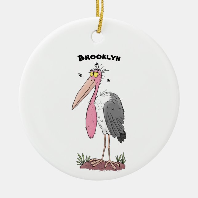 Tecknad för marabou stork julgransprydnad keramik (Framsidan)