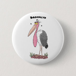 Tecknad för marabou stork knapp
