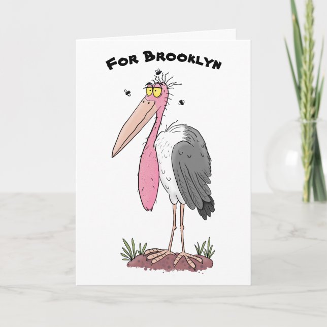 Tecknad för marabou stork kort (Framsida)