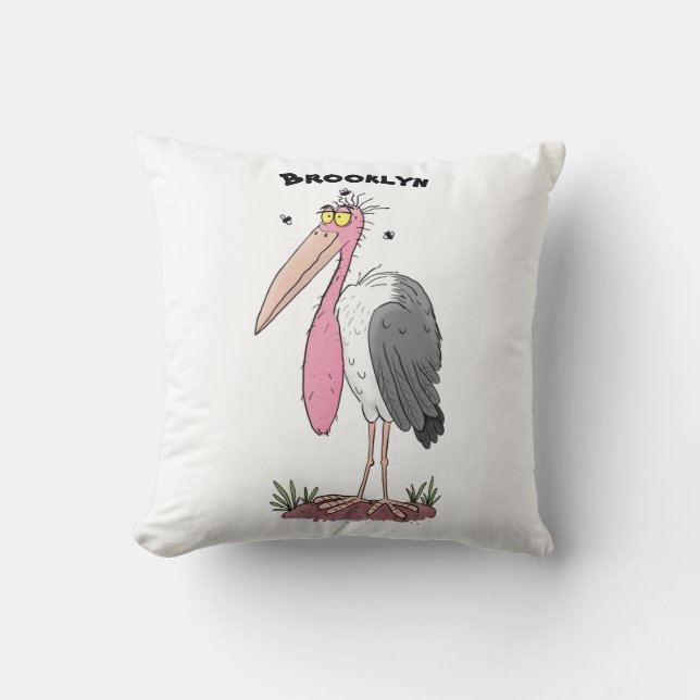 Tecknad för marabou stork kudde (Framsida)