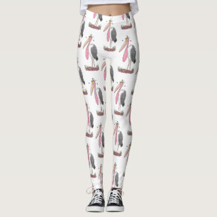 Tecknad för marabou stork leggings