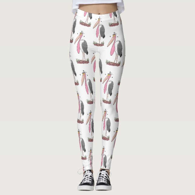 Tecknad för marabou stork leggings (Framsida)