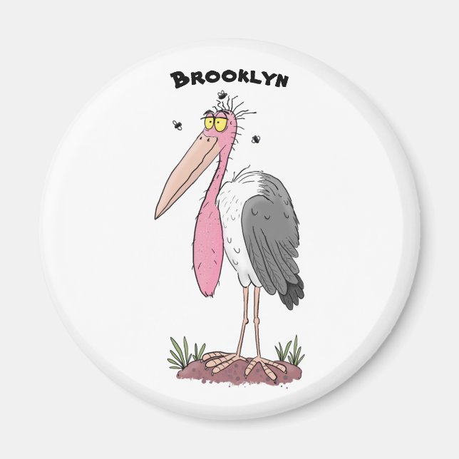 Tecknad för marabou stork magnet (Framsidan)
