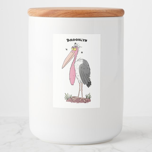 Tecknad för marabou stork mat etikett (Framsida)