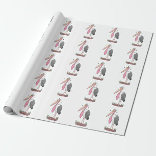 Tecknad för marabou stork presentpapper