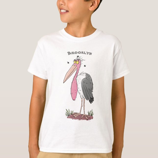 Tecknad för marabou stork t shirt (Framsida)