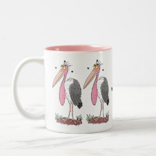 Tecknad för marabou stork Två-Tonad mugg