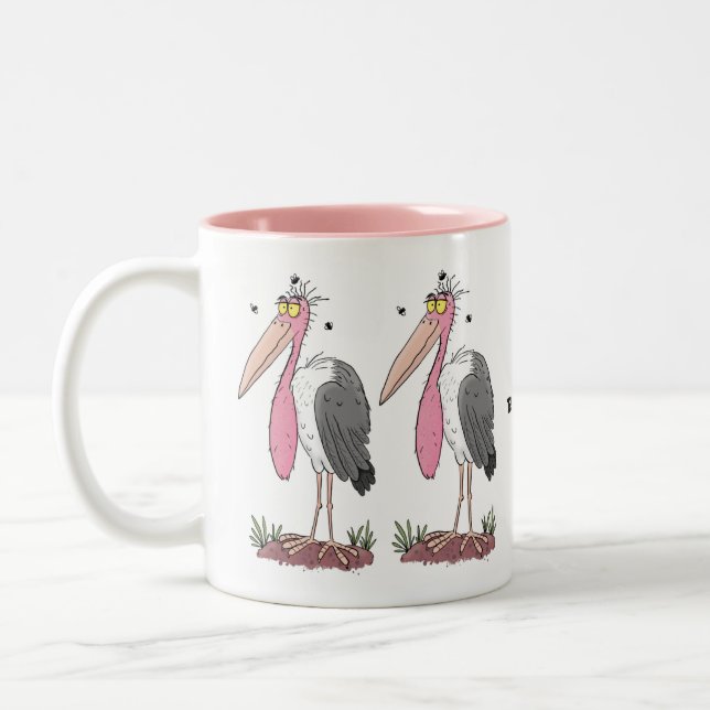 Tecknad för marabou stork Två-Tonad mugg (Vänster)
