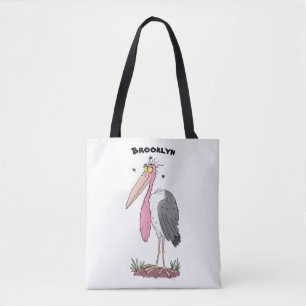 Tecknad för marabou stork tygkasse