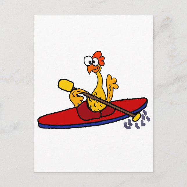 Tecknad för märkkajakande gummi-chicken vykort (Framsida)