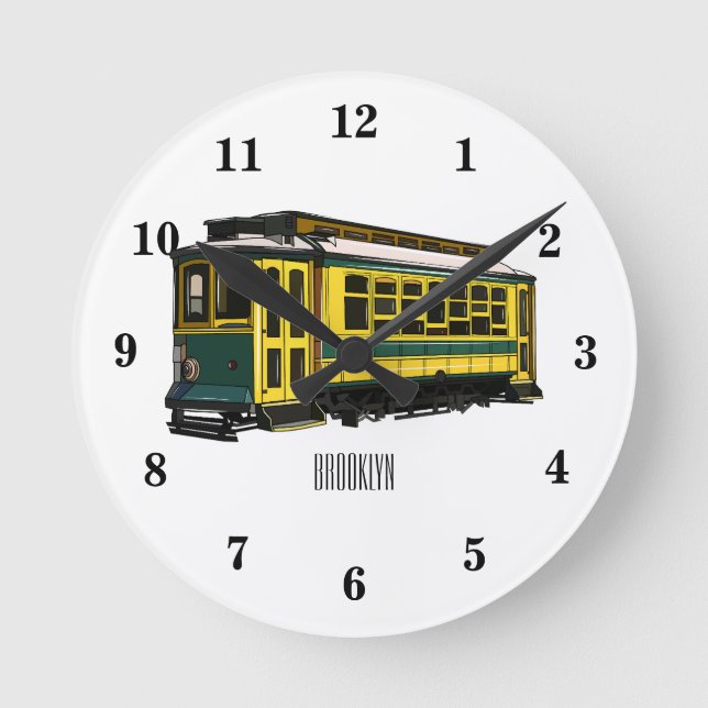 Tecknad för matningsvagn rund klocka (Framsida)