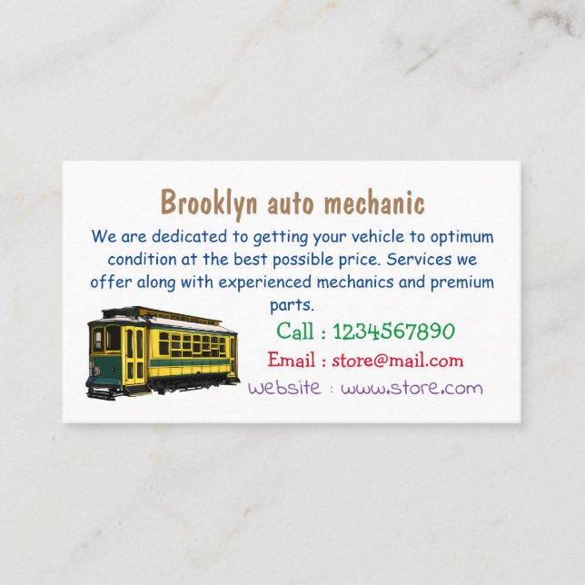 Tecknad för matningsvagn visitkort (Framsida)