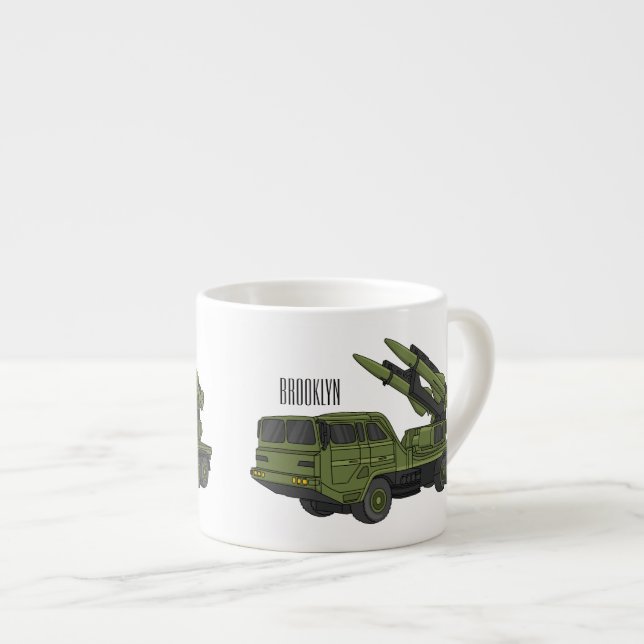 Tecknad för militär missil lastbil espressomugg (Framsida höger)