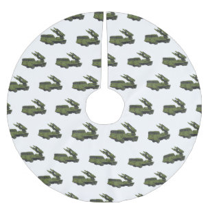 Tecknad för militär missil lastbil julgransmatta borstad polyester