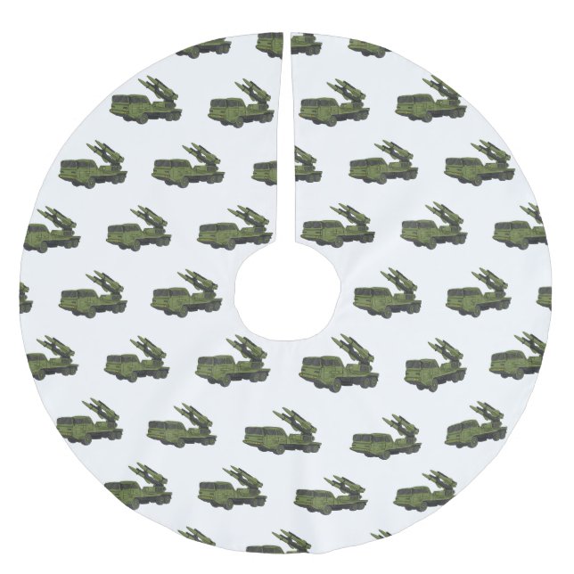 Tecknad för militär missil lastbil julgransmatta borstad polyester (Framsidan)