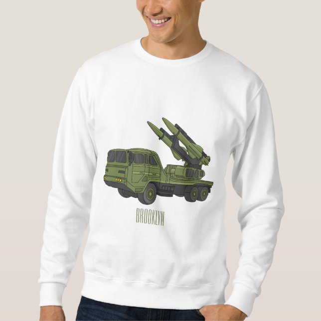 Tecknad för militär missil lastbil lång ärmad tröja (Framsida)