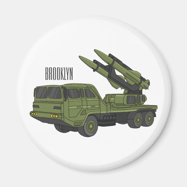Tecknad för militär missil lastbil magnet (Framsidan)