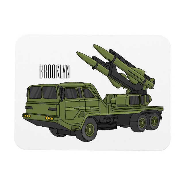 Tecknad för militär missil lastbil magnet (Horisontell)