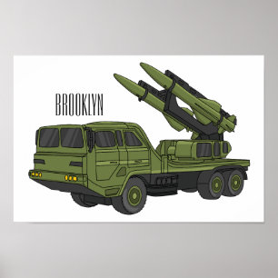 Tecknad för militär missil lastbil poster