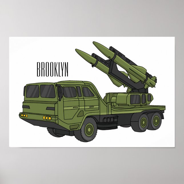 Tecknad för militär missil lastbil poster (Framsidan)