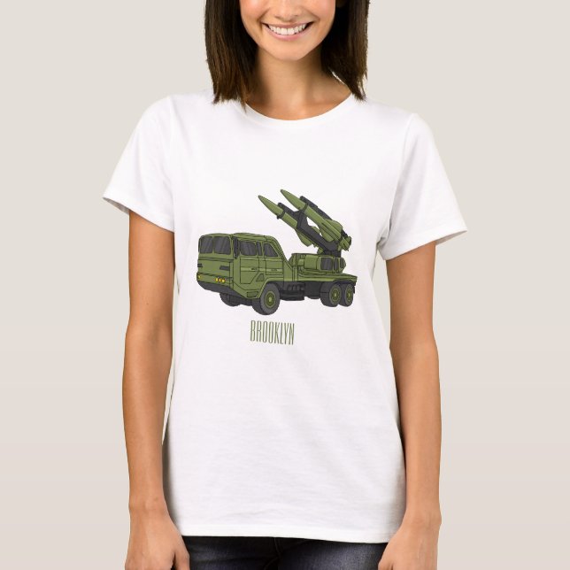 Tecknad för militär missil lastbil t shirt (Framsida)