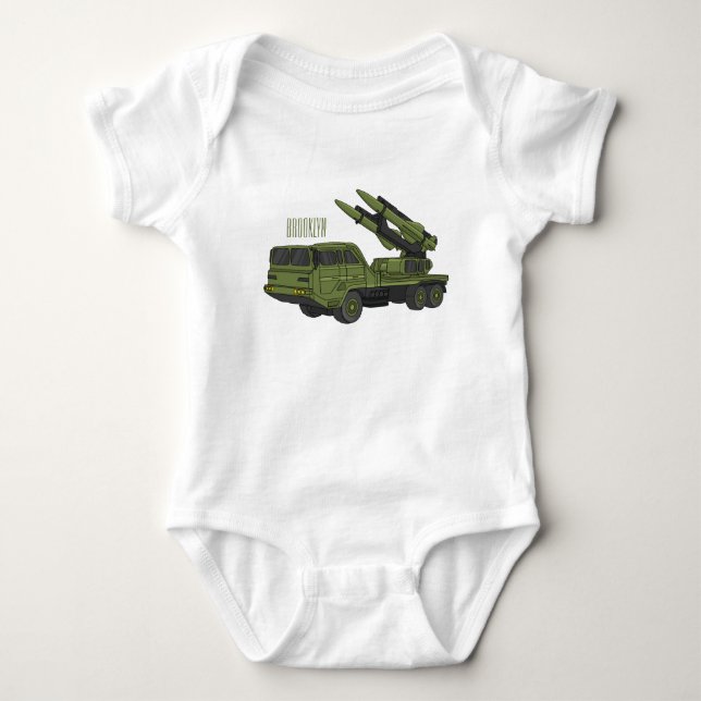 Tecknad för militär missil lastbil t shirt (Framsida)
