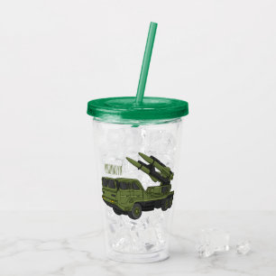 Tecknad för militär missil lastbil take away mugg