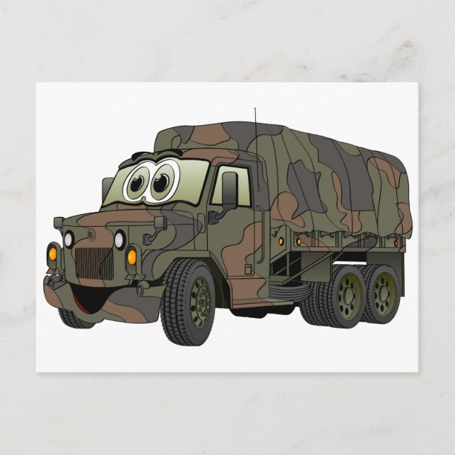 Tecknad för militär Troop Carrier Vykort (Framsida)