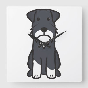 Tecknad för miniatyrSchnauzerhund Fyrkantig Klocka