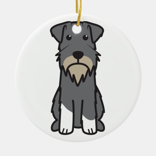 Tecknad för miniatyrSchnauzerhund Julgransprydnad Keramik (Framsidan)