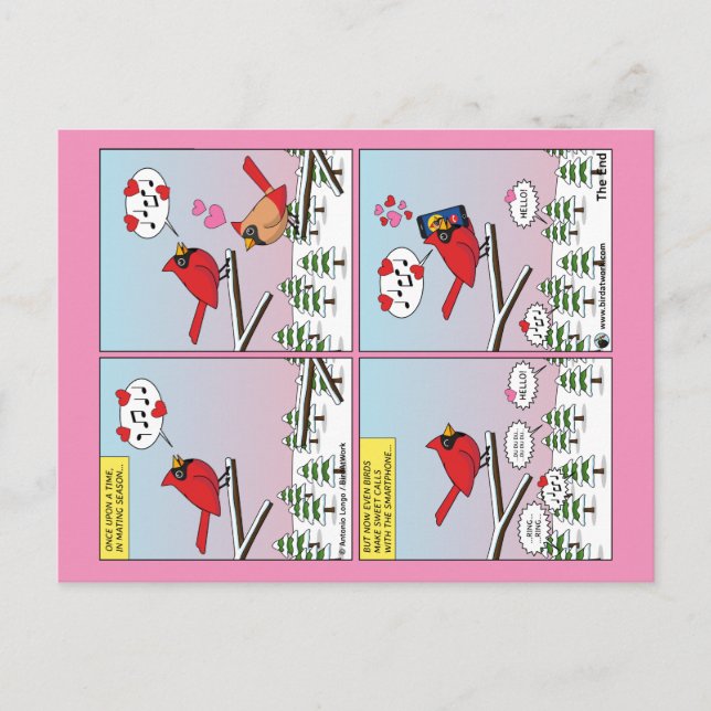 Tecknad för moderna fågelmätare vykort (Framsida)