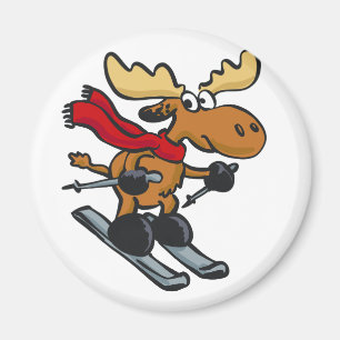 tecknad för moose skier välj bakgrund färg magnet