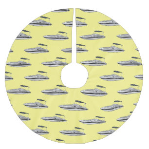 Tecknad för motorbåtar julgransmatta borstad polyester