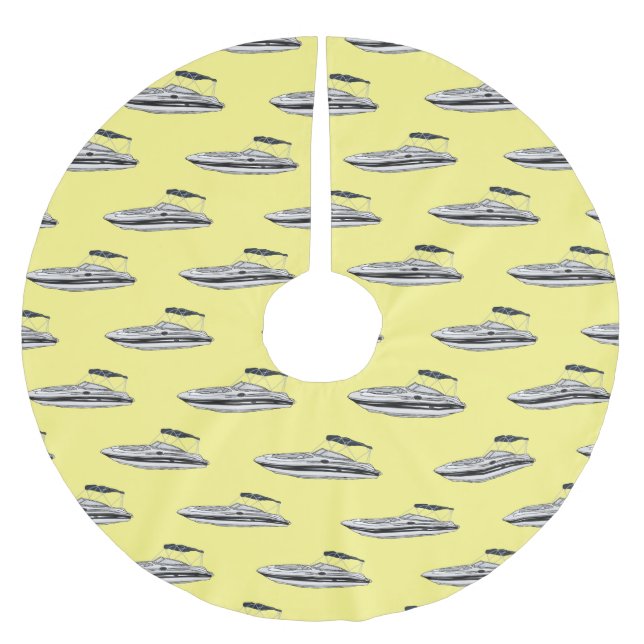 Tecknad för motorbåtar julgransmatta borstad polyester (Framsidan)