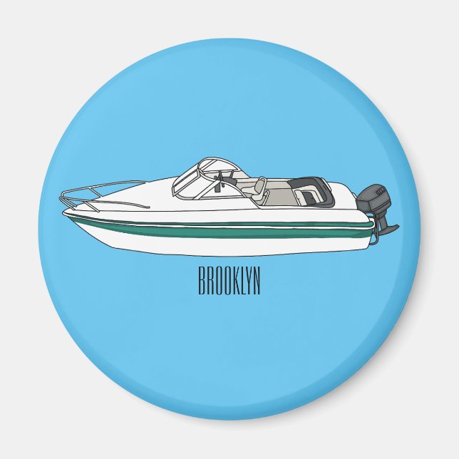 Tecknad för motorbåtar magnet (Framsidan)