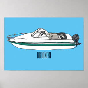 Tecknad för motorbåtar poster