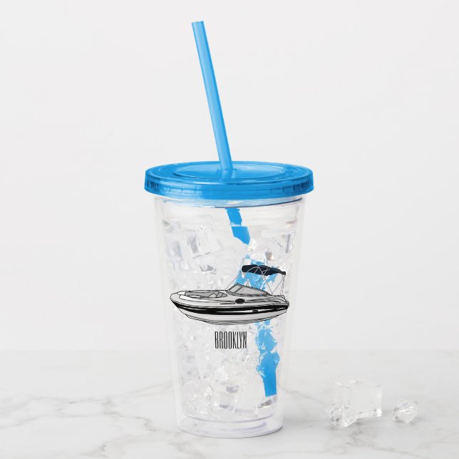 Tecknad för motorbåtar take away mugg (Framsida Ice)