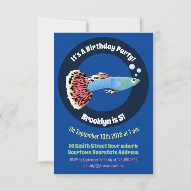 Tecknad för nordisk  av pigmenterad fisk i Cute fi Inbjudningar (Framsida)