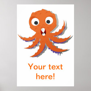 tecknad för orange av bläckfisk poster