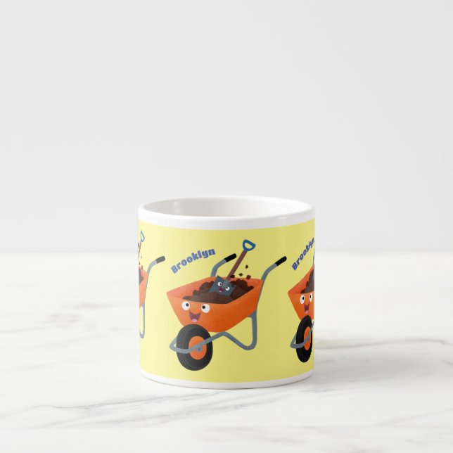 Tecknad för orange av kåpa i  i Cute lycklig Espressomugg (Framsidan)