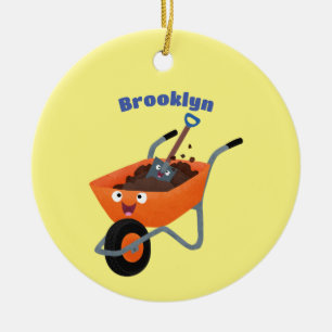 Tecknad för orange av kåpa i i Cute lycklig Julgransprydnad Keramik
