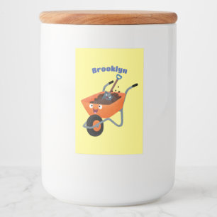 Tecknad för orange av kåpa i i Cute lycklig Mat Etikett
